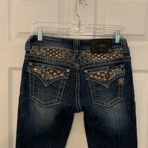 Miss Me Boot Cut Embellished Blue Jeans, Size 29
